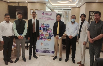 Under the aegis of Azadi Ka Amrit Mahotsav, Ambassador Prashant Pise  the met team of Indian Doctors led by Dr Yuvraj Kumar, Chairman, Department of Orthopaedics from Accord Superspeciality Hospital, Faridabad during the surgical camp from 17-21 April, 2022 at Alalamy Hospital, Baghdad